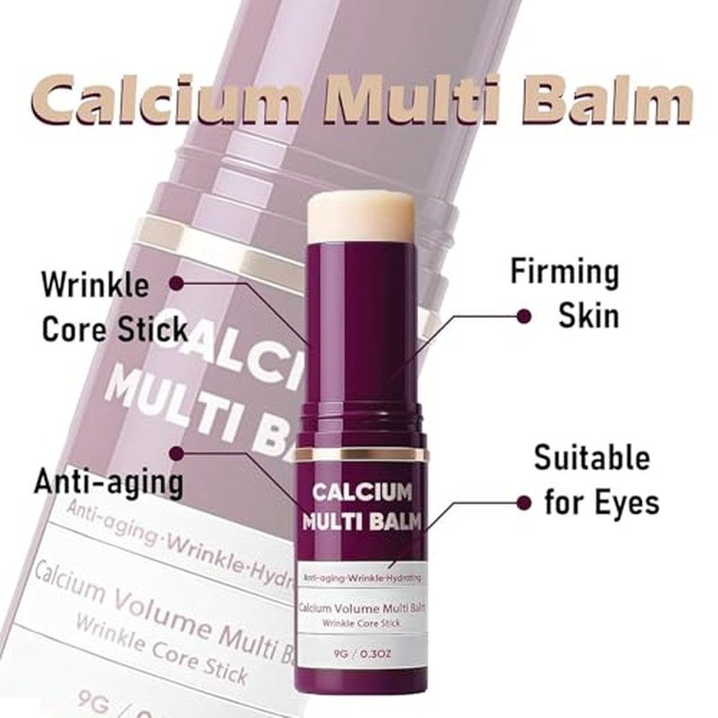 2pcs Cemenrete Calcium Multi Balm, Calcium Volume Multi Balm, Wrinkle Core Stick, Korean Collagen Moisturing Stick, Anti-aging, Hydrating, Firming Skin, Suitable for Eyes, Neck, Face