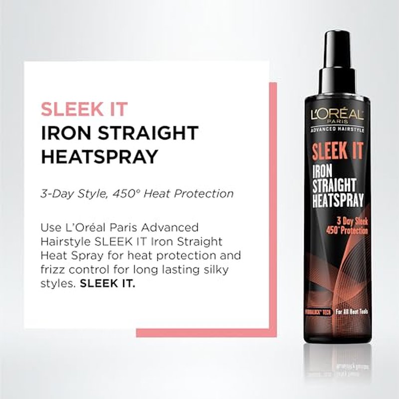 L'Or?al Paris Advanced Hairstyle Sleek It Iron Straight Heat Spray, 5.7 Ounce