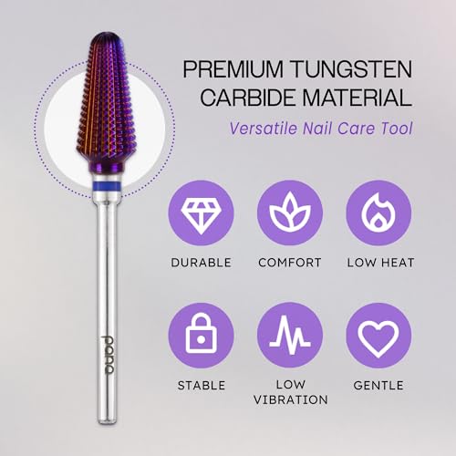 PANA 3/32" Purple Tornado Carbide Nail Drill Bit for Acrylics, Nail Extension, Gel Polish Removal Nail Salon Manicure Pedicure Electric File Tools (Medium - M)