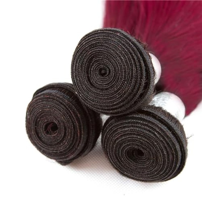 Augfst Brazilian Virgin Human Hair Bundles Burgundy 99J Straight Wave Bundles Human Hair 24 26 28 inch Unprocessed Brazilian Wine Red Quick Weave Hair for Black Women