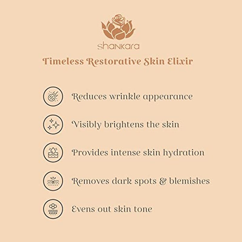 Shankara Timeless Restorative Skin Elixir - 2-in-1 Ayurvedic Anti Aging Facial Serum and Kumkumadi Face Oil with Pure Red Gold Saffron, Vitamin C, & Sandalwood - Ayurveda-Inspired Skincare