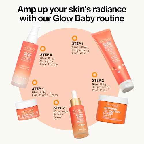 Pacifica Beauty Glow Baby VitaGlow Face Lotion and Brightening Face Wash Set, Skincare, Vitamin C and E, AHA, Exfoliator, Cleanser, Hydrating, Moisturizer, Vegan, 1.7 fl oz and 5 fl oz (Set of 2)