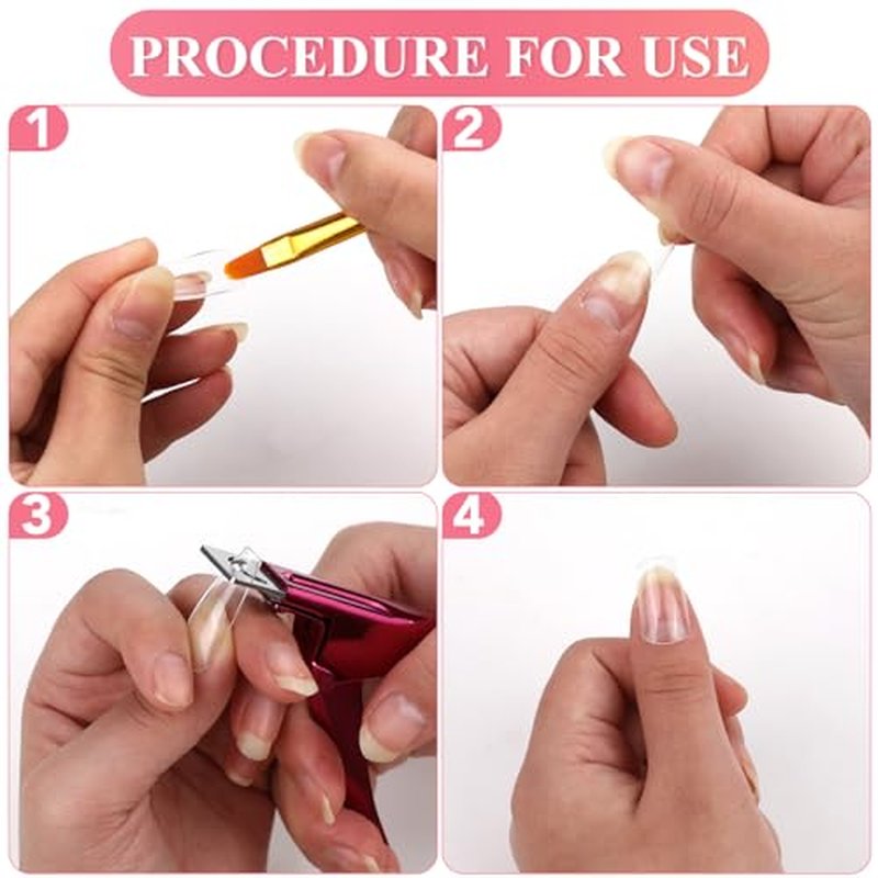 False Nail Clippers with Magnets Stainless Steel Nail Cutter for Acrylic Nail Nail Clippers with 15Pcs Small Magnets for Home Salon Nail Art (Pink)