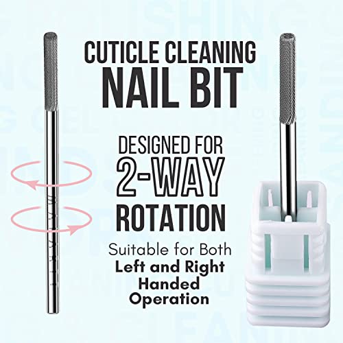 Makartt Cuticle Nail Drill Bit - Safety Tungsten Carbide Cuticle Remover Drill Bit Needle Bit Under Nail Cleaner Dead Skin Nail Prepare 3/32'' for Electric Nail File Nail Buffer Bit-3XF (Silver,Fine)
