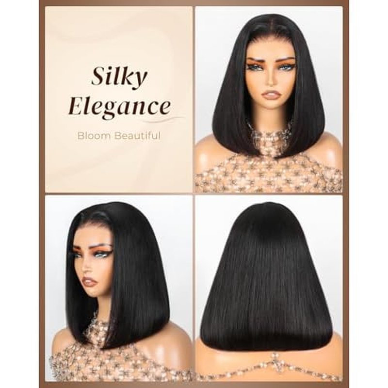 Arabella Hair 5x6 Bob Wig Human Hair Ready to Go Glueless Wigs Human hair 12A Straight Glueless Bob Wig Pre Cut Lace Pre Plucked Bleached Tiny Knots 12inch