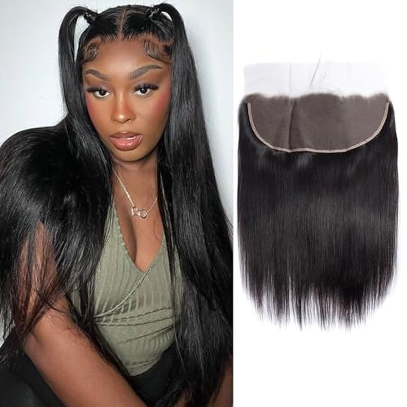 HD Lace Frontal 13x6 Transparent Lace Ear to Ear 20 Inch Straight Frontal Human Hair 100% Unprocessed Virgin Lace Closure Human Hair Pre Plucked with Baby Hair 150% Density