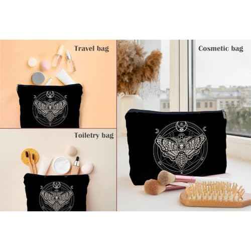 Moth Dead Head Makeup Bag, Witchy Gifts Witch Stuff Makeup Bag Cosmetic Bags for Women, Gothic Small Makeup Cosmetic Bag for Purse