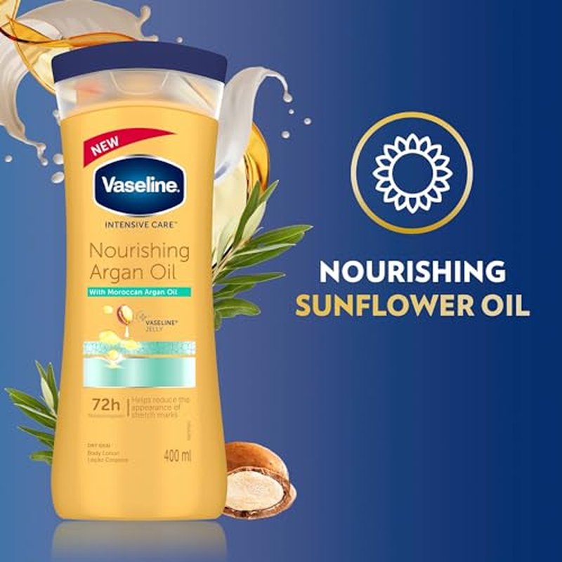 Vaseline Intensive Care Nourishing Argan Oil Lotion, 72h Protection, 400ml