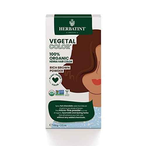 Herbatint Henna Color Organic Hair Dye - Plant-Based Henna Powder & Herbal Formula - Vegan - Rich Brown - 3.5oz