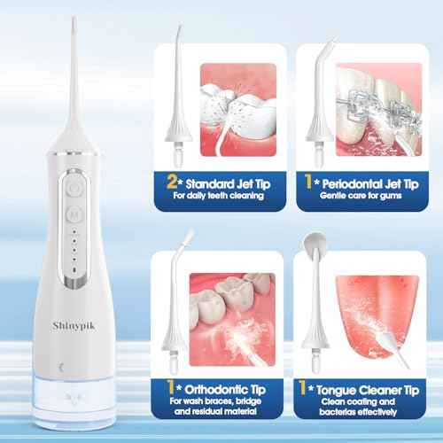 Electric Water Flosser Pick - 320ML Larger Tank 4 Modes Cordless Portable Oral Irrigator,IPX7 Waterproof Dental Flosser,Professional Water Teeth Cleaner Picks for Home Travel (White)