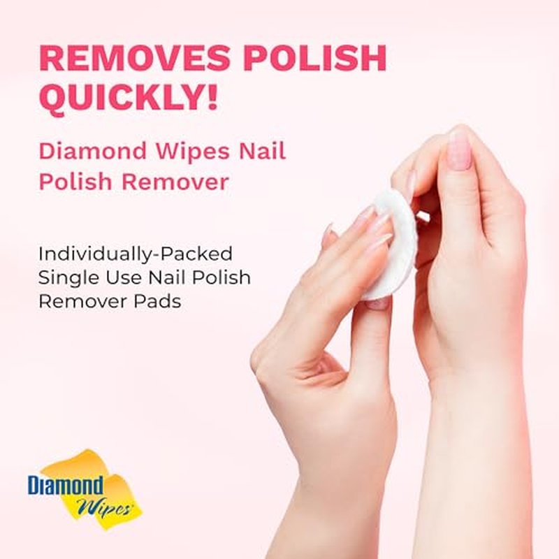 Diamond Wipes Nail Polish Remover Wipes with Aloe Vera, Acetone Nail Polish Remover Pads, Case of 500 Individually Wrapped Nail Polish Wipes