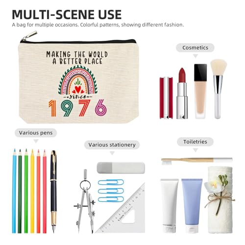 Happy 49th Birthday Gifts for Her Women Makeup Bag, Best 1976 Anniversary 49th Birthday Decorations, 49 Year old and Fabulous Gifts Ideas for Wife, Mom, Mothers Day, Christmas Cosmetic Travel Pouch