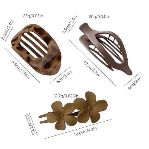 Xmasir 8 Pcs Flat Hair Clips for Women, 3 Styles French Flat Hair Claws Flower Clips Large Strong Hold No Slip Grip for Women Girls Thin Thick Hair (Multicolor)