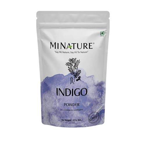 Mi Nature Indigo Leaf Powder 227g (8oz) |Pure Herbal Tint for Dark Hair Color | Natural Tinctoria Powder (Indigofera Tinctoria)