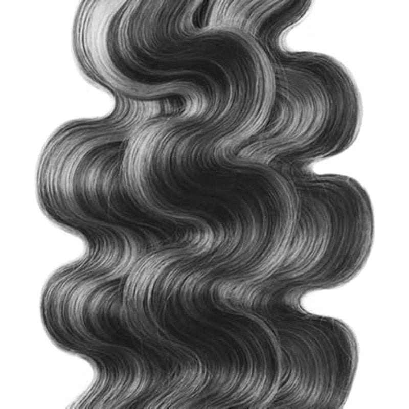 Hair 26-30 Inch Highlight Bundles - P1B Grey Body Wave Human Hair - Two Tone Black & Silver Ombre - Grey Body Wave