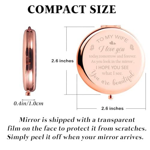 Valentines Day Mirror Gifts for Her Wife, Gift for Wife from Husband to My Wife Compact Mirror, Romantic Gifts for Wife Birthday, Wedding Anniversary, Valentine's Day, Mother's Day