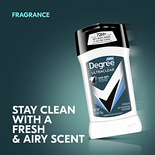 Degree Men UltraClear Antiperspirant Deodorant Fresh, Pack of 12, 72-Hour Sweat & Odor Protection Antiperspirant For Men With MotionSense Technology 2.7 oz