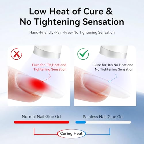 JODSONE 15ml Nail Glue Gel 5 in 1 for Nail Tips Long Lasting Extension Glue for Clear Nail Tips and Clear Press on Nails, Nail Repair Treatment, Salon Art DIY at Home Need U V Light Cured