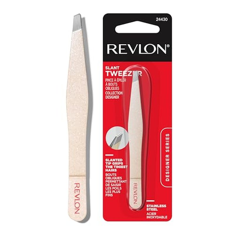 Revlon Designer Series Slant Tweezer, High Precision, Made With Long Lasting Stainless Steel, Stocking Stuffer for Women, 1 Count