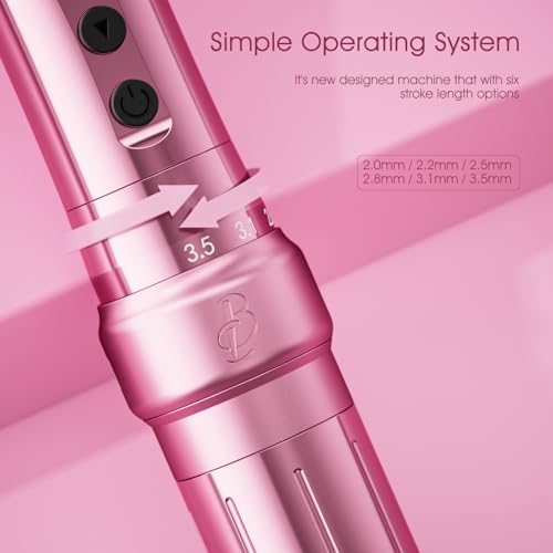 BIOMASER U1 Tattoo Gun,Wireless PMU Tattoo Machine Eyebrows & Lips, Professional Permanent Makeup Machine Rotary Tattoo Pen, Scalp Micropigmentation(Pink)