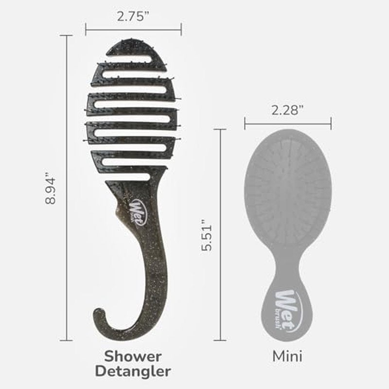 Wet Brush Shower Hair Brush Detangler - Exclusive Ultra-soft IntelliFlex Bristles - Minimizes Pain And Protects Against Split Ends and Breakage - Comb For Women, Men, Wet & Dry Hair - Black Glitter