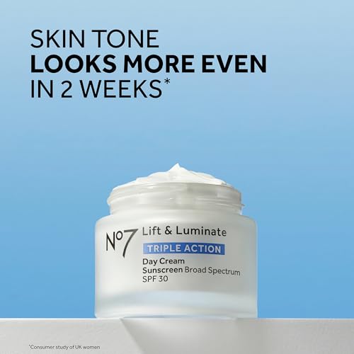 No7 Lift & Luminate Triple Action Face Cream - Fragrance Free Face Moisturizer with SPF 30 - Formulated with Anti Aging Collagen Peptides & Brightening Complex (2 Pack)