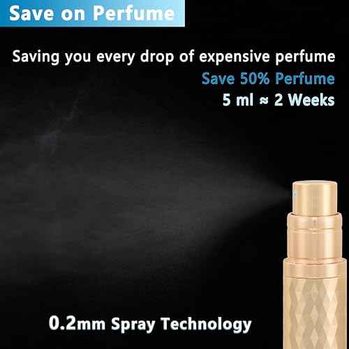 Travel Perfume Atomizer Bottle Refillable - 2-Pack 5ml Leakproof Fragrances Perfume Atomizer, Portable Perfume Sprayer, Perfume Refillable Bottle for Traveling (Black & Gold)