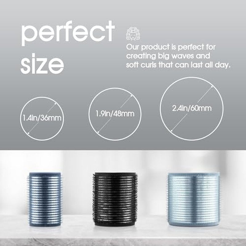 Self-Grip Ceramic Ionic Thermal Hair Rollers Set - 18 Velcro Rollers for Long and Short Hair, Blowout Look, Salon Quality
