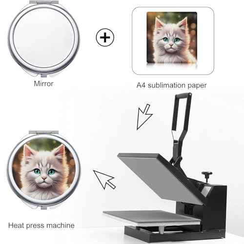 18 Pack Sublimation Blanks Pocket Mirror Cosmetic Compact Travel Folding Mirrors for Makeup Women Wending Party Cute Round Shaped