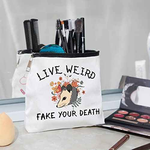 WZJHCL Possum Lover Gift Opossum Makeup Pouch Possum Mama Cosmetic Kit Flower Opossum Travel Storage Organizer Bag (Live Weird)