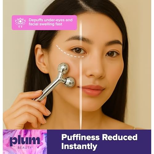 Contouring Dual Ended Silver Face Roller for Wrinkles and Lifting, - Face Rollers for Women, Men - Facial Roller supports lymphatic drainage, Skin Care Beauty Massager Facial Tool for Self Care