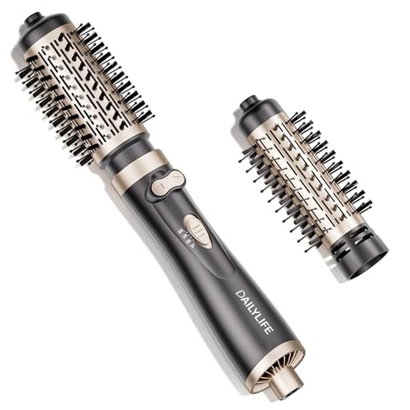 DAILYLIFE Rotating Hair Dryer Brush, Hot Air Brush with 2 Brushes (1.5" & 2"), ALCI Safety Plug and Ionic Technology, More Shine and Less Frizz