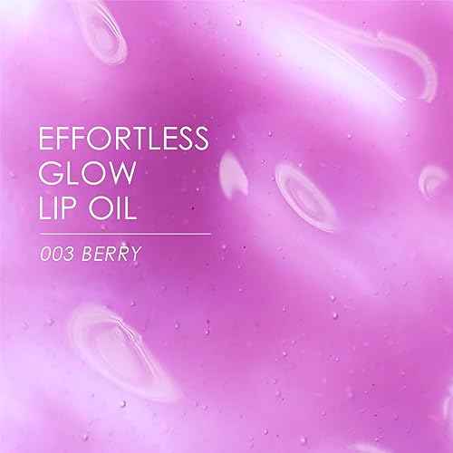 glowiest EFFORTLESS Glow Lip Oil 003 BERRY: Hydrating, Nourishing, Plumping | Non-Sticky Lip Gloss, Sheer, Lip Camellia Oil - 0.17oz (5ml)