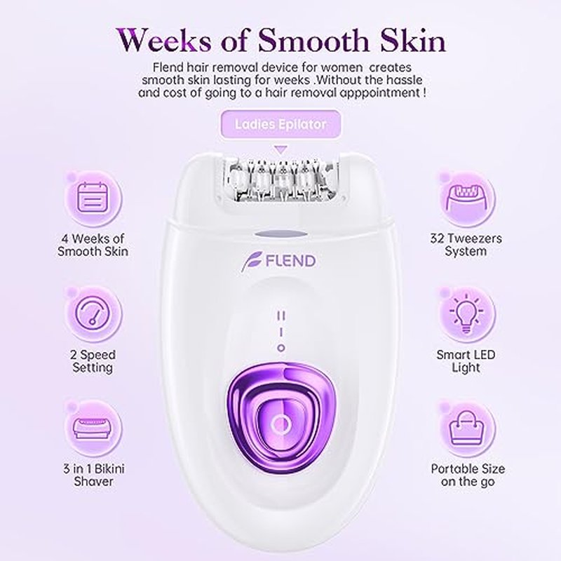 Epilator,Epilators Hair Removal for Women, 2 in 1 Hair Removal Device with LED Light & USB Rechargeable, Electric Shaver for Legs,Underarms,Bikini and Full Body