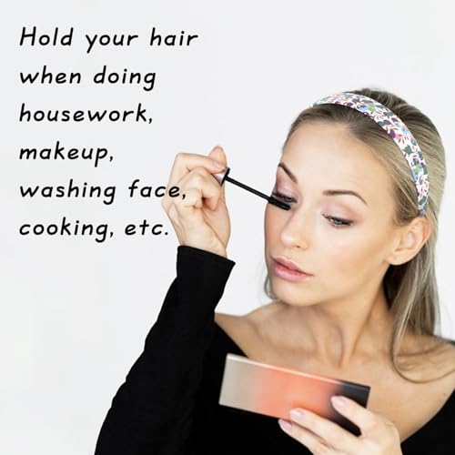 Wecoe 12pcs Headbands for Women Girls Summer Flower Floral Plain Checked Plaid Printed Headbands Hairbands Diy Costume Hair Accessories Women Girls Diademas Coreanas Para Mujer Gifts