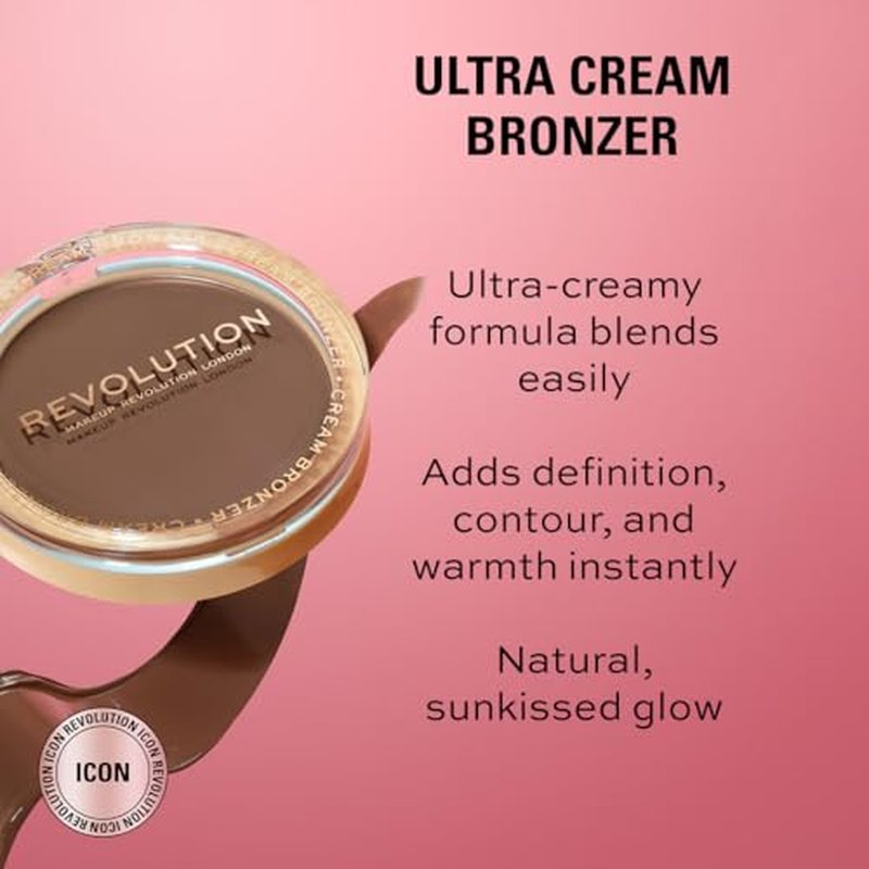 Revolution Beauty London, Ultra Cream Face Bronzer, Buildable & Blendable Cream Contour, Vegan & Cruelty-Free, Light, 0.24 oz