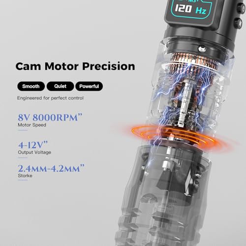 Wormhole Tattoo Gun for Artists Aluminum Alloy 7 Adjustable Stroke Wireless Tattoo Machine with 2300mAh Battery Lightweight Compact Rotary Tattoo Pen Powerful Motor Precision Professional - Black