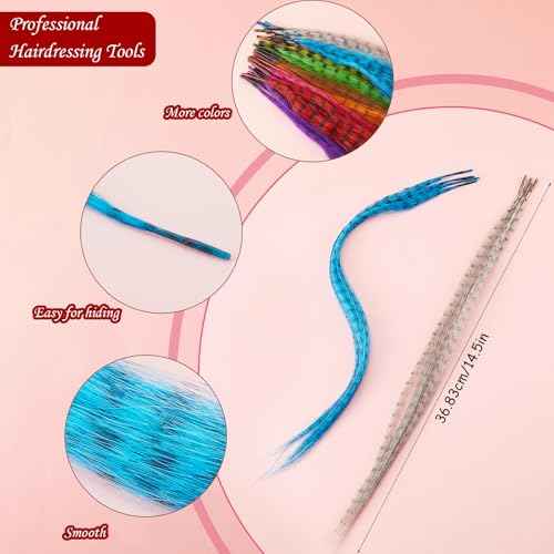 78 Pieces Synthetic Feather Hair Mixed Color Feather Extensions Not Real Hair Extensions Colorful Long Straight for Party Teen Girl, 13 Colors