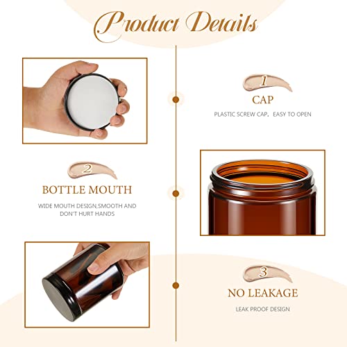 Lallisa 32 Pieces 8 oz Amber Round Glass Jars Empty Leakproof Candle Making Jars Amber Containers with Lids Dishwasher Safe Refillable Containers for Cosmetic Face Creams Body Butter Lotions Storage