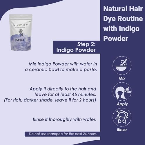Mi Nature Indigo Leaf Powder 227g (8oz) |Pure Herbal Tint for Dark Hair Color | Natural Tinctoria Powder (Indigofera Tinctoria)