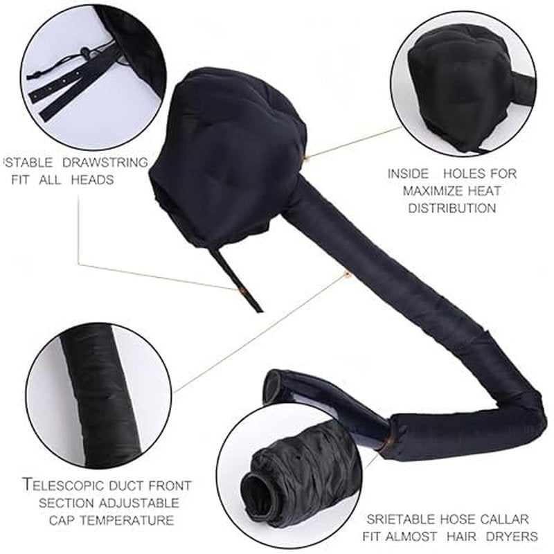 Hair Dryer Bonnet with Plopping Net,Hair Drying Bonnet for Blow Dryer,Portable Home Deep Conditioning Hair Care Hot Cap£¬Speed Up The Drying