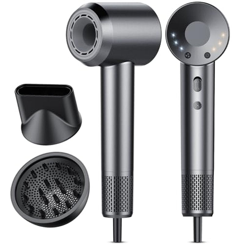 Hair Dryer, 160000 RPM Professional High Speed Ionic Blow Dryer 500 Million Negative Ions & Heat-Control & Low Noise Hairdryer for Faster Drying All Hair Types, No Heat Damage, Travel with Diffuser