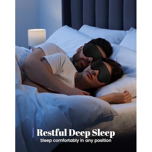 WAOAW Sleep Mask for Men Women: Blackout Eye Masks for Sleep - 3D Breathable Soft Comfortable Eye Mask for Travel - Adjustable Light Blocking Night Masks for Sleeping