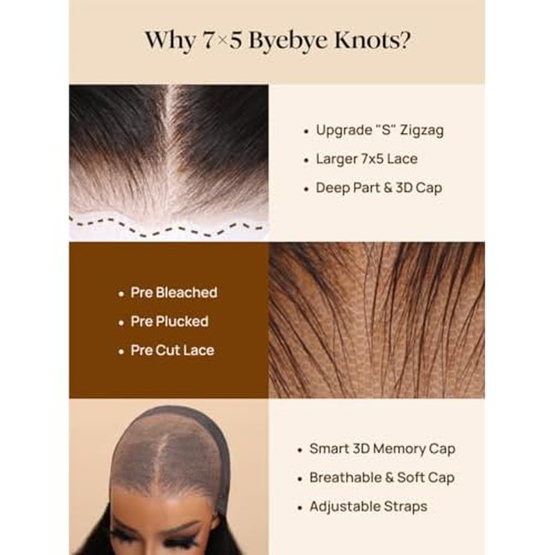 Beauty Forever Bob Wig Human Hair Brown With Blonde Piano Highlights Blunt Straight Wig Glueless 7x5 HD Lace Front Pre Cut Plucked Bye Bye Knots Ready to Go Short Wig 150% Density 12 Inches
