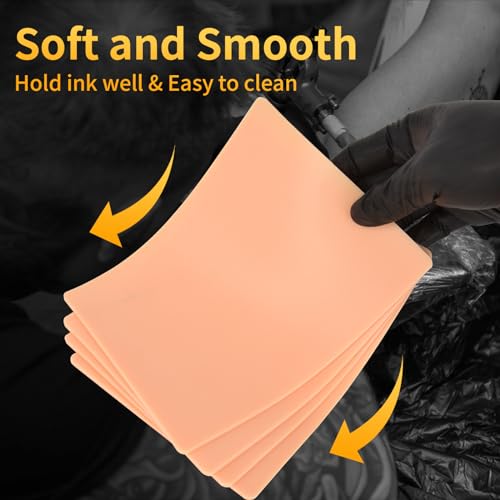 3MM Tattoo Practice skin - 10pcs Double Sides Thick Fake Skin Tattoo Skin for Practicing,Soft Silicone Tattoo Eyebrow Practice Skins for Beginner & Experienced Tattoo Artist