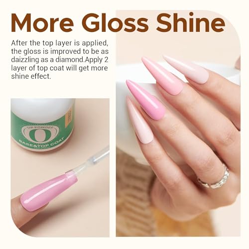 AZUREBEAUTY 2 Combined into1 Dip Powder Base & Top Coat with Activator, 0.5oz/Bottle, Fast Drying, No Lamp Needed, for Nail Kit