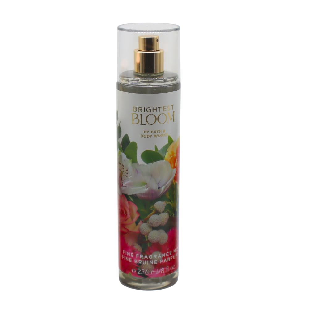 Bath & Body Works BRIGHTEST BLOOM Fine Fragrance Mist 2-piece Gift Set with a Red Bow for Holidays - 8 fl oz each