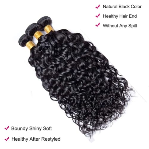 10 12 14 Inch Water Wave Bundles Human Hair 100% Unprocessed Curly Brazilian Virgin Hair Wet And Wavy 3 Bundles Human Hair Natural Black