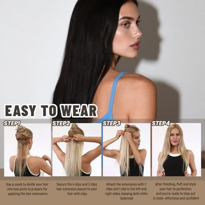 Clip in Hair Extensions Real Human Hair 18 Inch 120g 7Pcs Remy Extensions Double Weft Straight Hair Extensions for Add Volume (18in, 120g, #2)