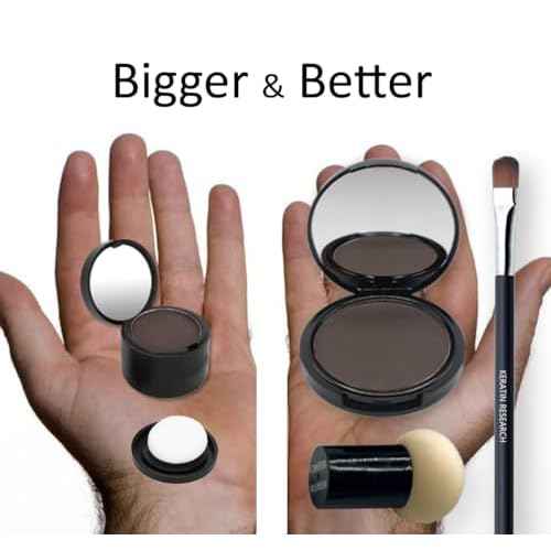 KERATIN RESEARCH Hairline Filler Unisex Mineral Powder Root Touch-Up Hair loss Concealer Scalp & Beard Bald Patch Coverage Fibers for Thinning Hair Waterproof Organic Natural look (DARK ASH BROWN, XL)